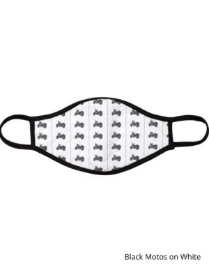 Quilted Face Mask - Black Motos on White - PFM-BW